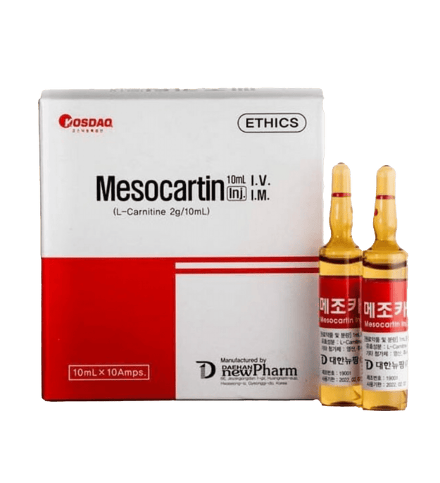 Mesocartin Injection (Meso Cartin Inj) 10mL 10 Ampoules for non-surgical body slimming and fat reduction.