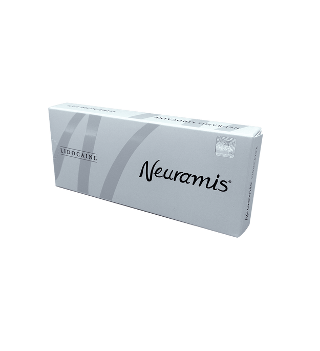 NEURAMIS LIDOCAINE medium-density hyaluronic acid filler for fine line reduction and volume with added comfort.