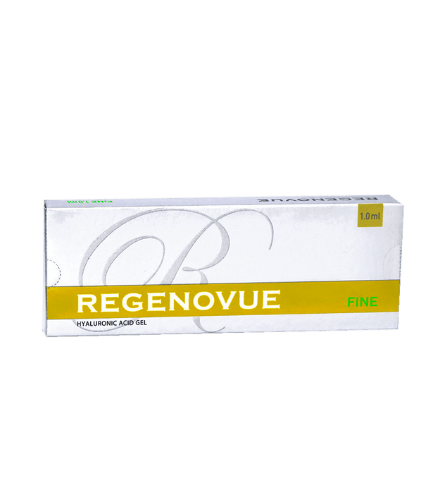 REGENOVUE FINE low-density hyaluronic acid filler for fine line reduction and subtle volume.