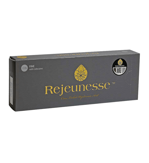 REJEUNESSE FINE low-density hyaluronic acid filler for fine line reduction and hydration.