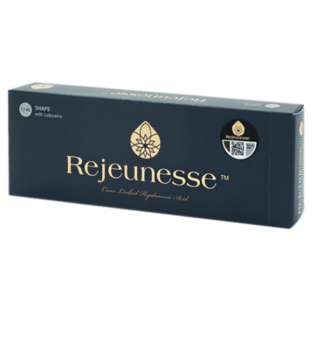 REJEUNESSE SHAPE high-density hyaluronic acid filler for deep contouring and volume restoration.
