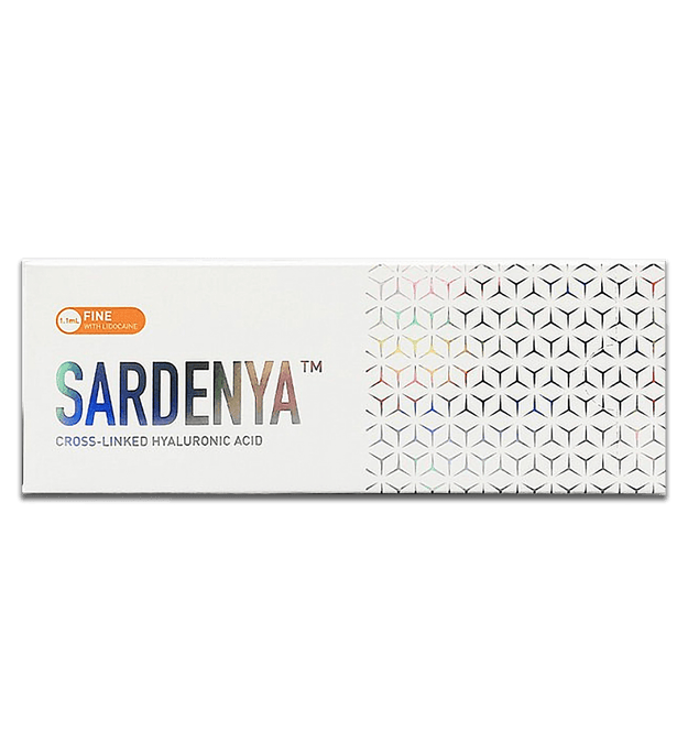 SARDENYA FINE low-density hyaluronic acid filler for fine line reduction and hydration.