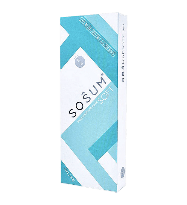 SOSUM SOFT low-density hyaluronic acid filler for fine line reduction and hydration.