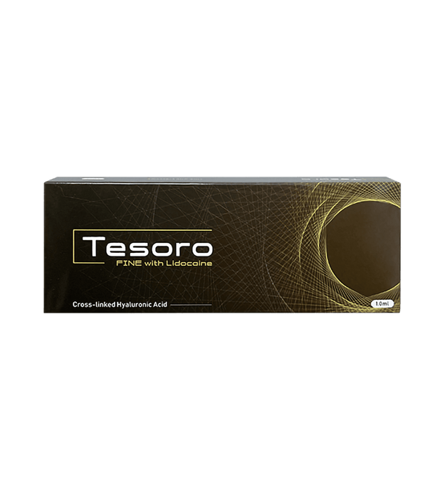 TESORO FINE PLUS low-density hyaluronic acid filler for fine line reduction and hydration.