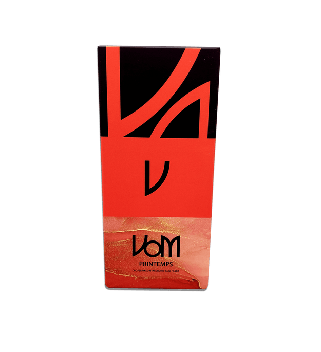 VOM V medium-density hyaluronic acid filler for wrinkle reduction and facial contouring.