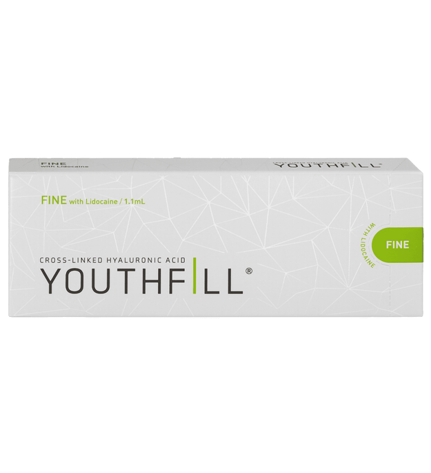 YOUTHFILL FINE low-density hyaluronic acid filler for fine line reduction and hydration.