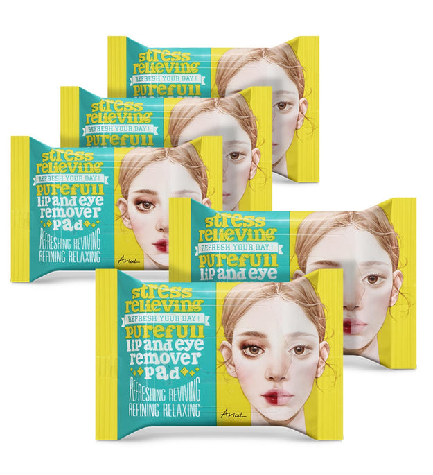 Ariel Stress Relieving Pure Full Lip & Eye Remover Pad 30p