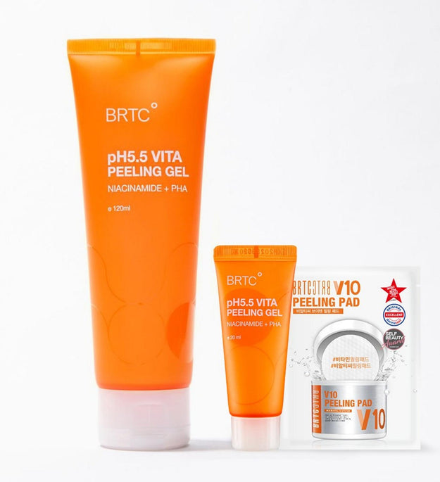 مجموعة جل التقشير بالفيتامينات تحت الحمضية من بي آر تي سي، 120 مل