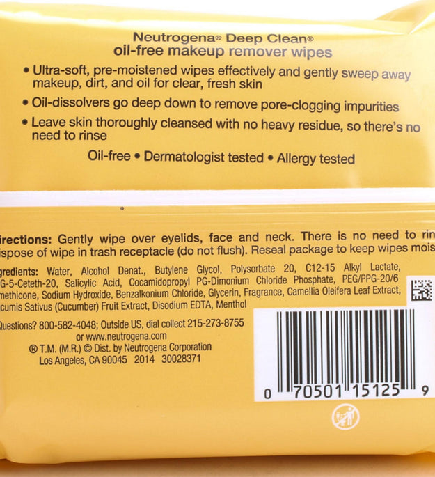 Neutrogena Deep Clean Oil-Free Makeup Remover Cleansing Wipes
