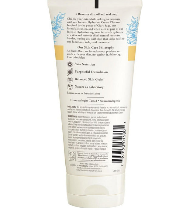 Burt's Bees Crema Detergente Idratazione Intensa con Salvia Sclarea