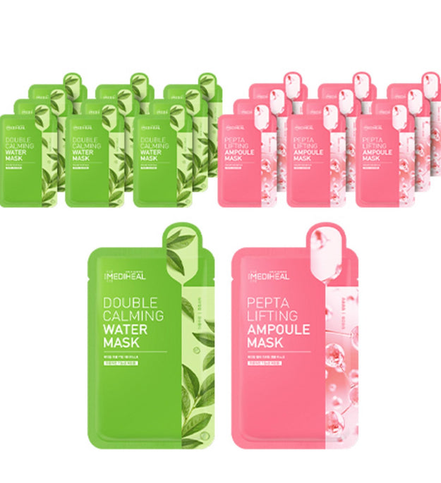Mediheal Double Calming Water Mask 10p + Pepta Lifting Ampoule Mask 10p
