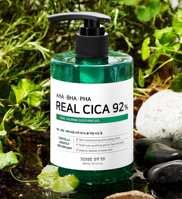 SOME BY MI AHA BHA PHA Real Cica 92% Gel lenitivo calmante fresco 300 ml + Toner Miracle 6 ml x 2 pezzi