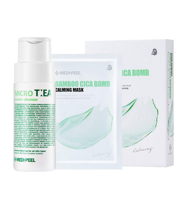Medi-Peel Tea Tree Powder Cleanser 70g + Bamboo Cica Balm Calming Mask Pack 25ml x 10p Set