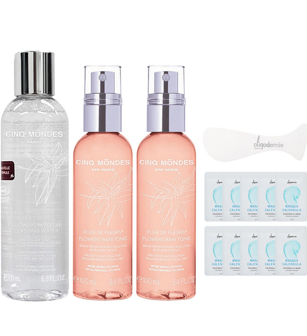Shank Monde Perfect Cleansing Flower Micellar Cleansing Water 200ml + Flower Rain Tonic 100ml 2EA + Oligo Pile Sachet 5ml 10ea (Random) + Spatola 1ea