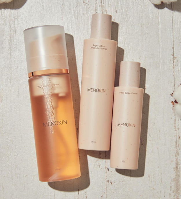 Menokin Cuidados Diários Pepty Cotton Cleanser 200ml + Essência Ampola 100ml + Creme 50g x 2p Conjunto