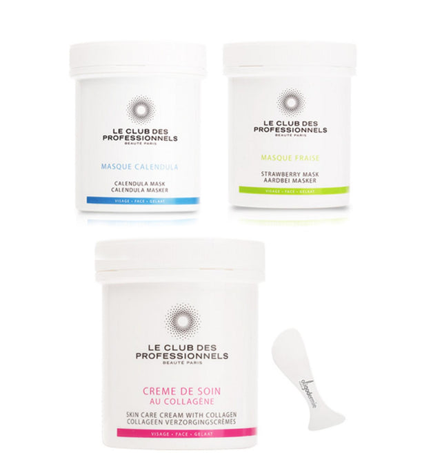 Creme de Colagénio Elastina Oligo Dummy 250ml + Máscara de Morango 125ml + Máscara de Calêndula 110ml + Espátula Conjunto de Gestão da Elasticidade