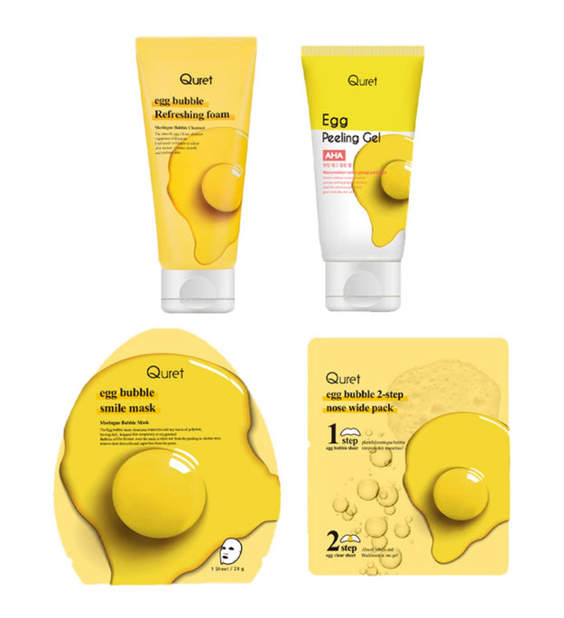Curit Egg Bubble Peeling Gel + Cleansing Foam + Nose Pack + Mask Pack Set