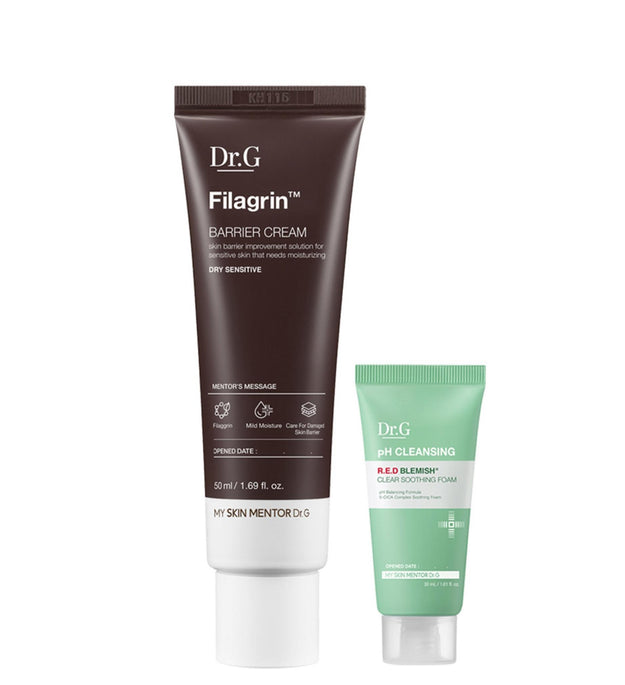 Dr.G Crema barriera Filagreen per secchezza sensibile 50ml + Schiuma lenitiva per rossori 30ml set