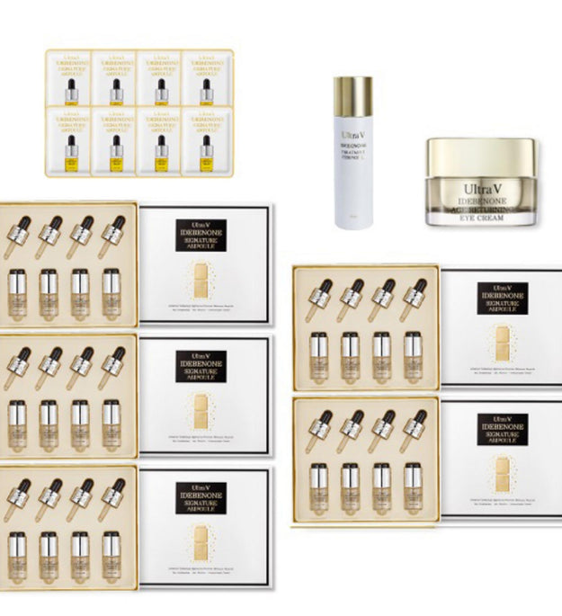 ウルトラ V イデベノン シグネチャー アンプル ホワイト 8ml x 20本 + エッセンス + アイクリーム + シグネチャー アンプル ポーチ 8本 セット