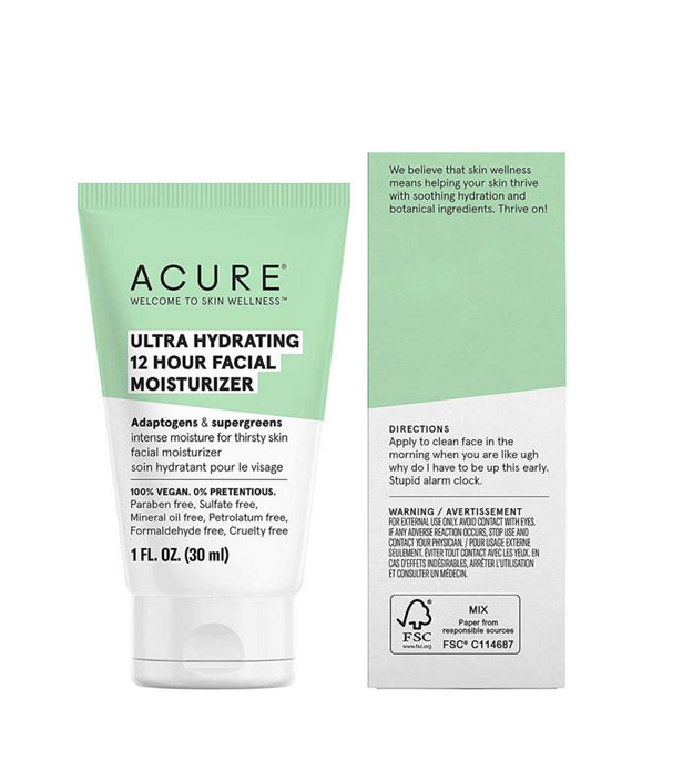 Acure Ultra Hidratante Hidratante Facial de 12 Horas
