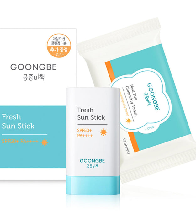 Goongsecret Fresh Sun Stick SPF50 + set di veline detergenti solari delicate da 10 pezzi