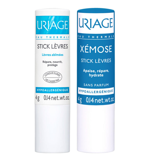 Uriage Sticklevre مرطب الشفاه الأصلي 4 جم + Zemos Sticklevre مرطب الشفاه غير المعطر 4 جم ثنائي