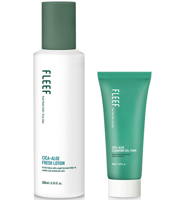 Flip Cica Aloe Lotion Fraîche Acide Faible 200 ml + Gel Nettoyant Mousse 50 ml