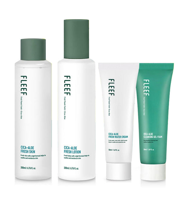 Coffret Cadeau Flip Cica Aloe Fresh Peau Fraîche 200ml + Lotion Fraîche 200ml + Crème Hydratante 50ml + Mousse Gel 50ml