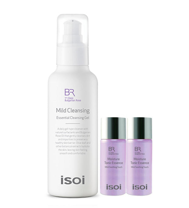 ISOI Bulgarian Rose Mild Cleansing Gel 130ml + Moisture Tonic Essence 8ml x 2p
