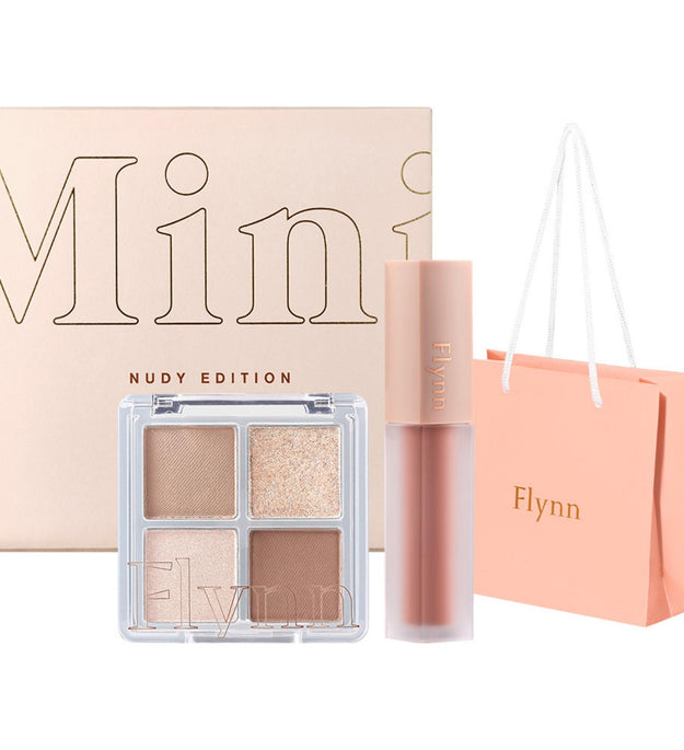 Flynn Mini Nudie Edition Demuir Lidschatten-Palette 01 Nude Poet + Mini Addiction Velvet Tint 204 French Beige + Flynn Einkaufstasche