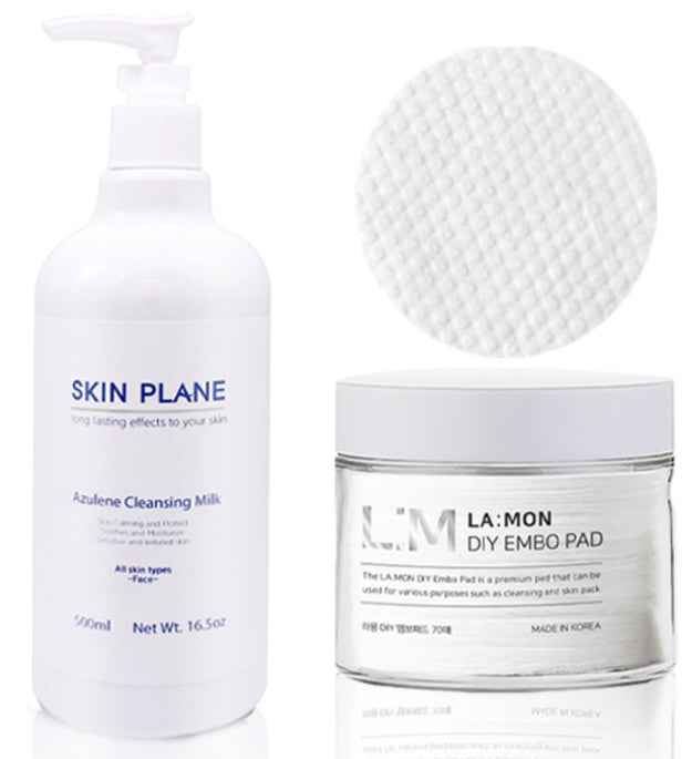 Kit per la cura domiciliare del latte detergente all'azulene Skin Plain per tutti i tipi di pelle