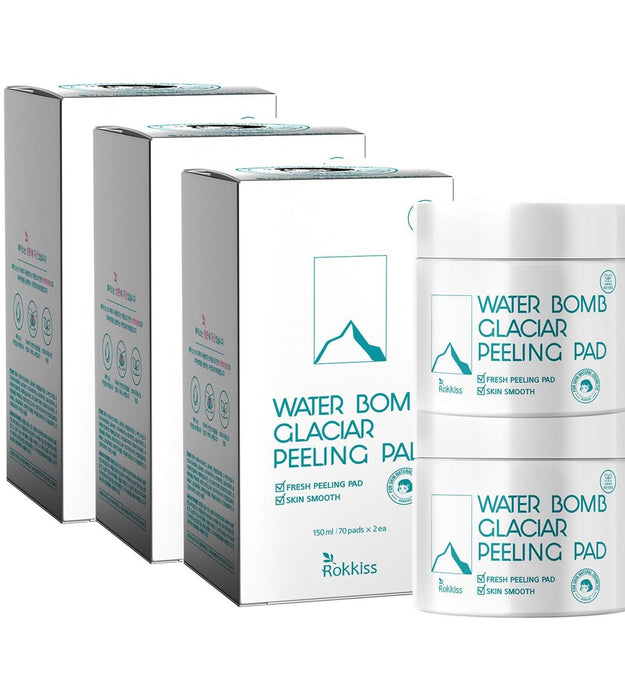 Rocky's Water Bomb Glacier Water Almohadillas exfoliantes ligeramente ácidas 70 hojas