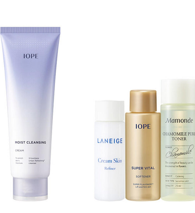 IOPE Moist Cleansing Cream 180ml + Amorepacific Basic Care 3 types