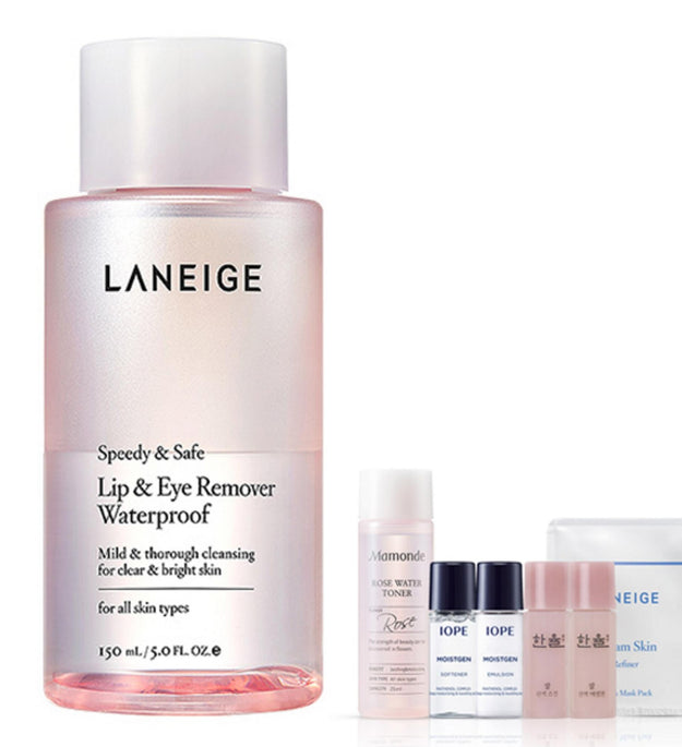 Laneige Dissolvant Lèvres & Yeux Waterproof 150 ml + Premium Amarahan 6 types de cosmétiques de soins de base