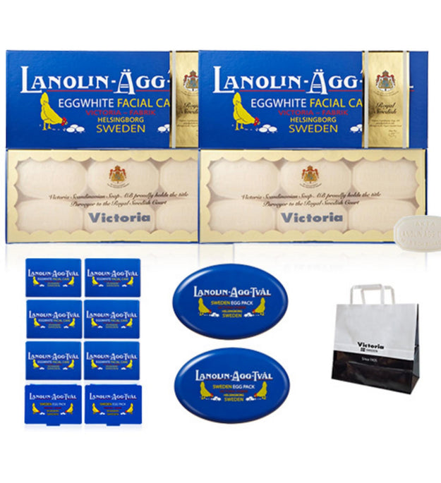 Sweden Egg Pack Oily Lanolin & Rose Water Pack Face Wash 2 Sets