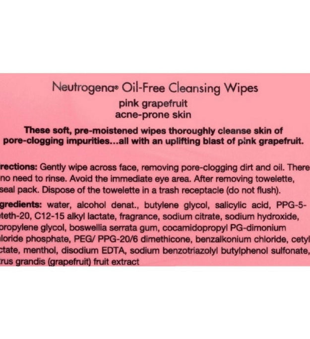 Neutrogena Oil-Free Cleansing Wipes Pink Grapefruit 25 Sheets