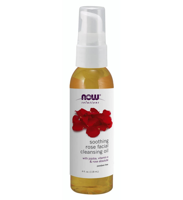 Óleo de limpeza facial calmante de rosas da Now Foods