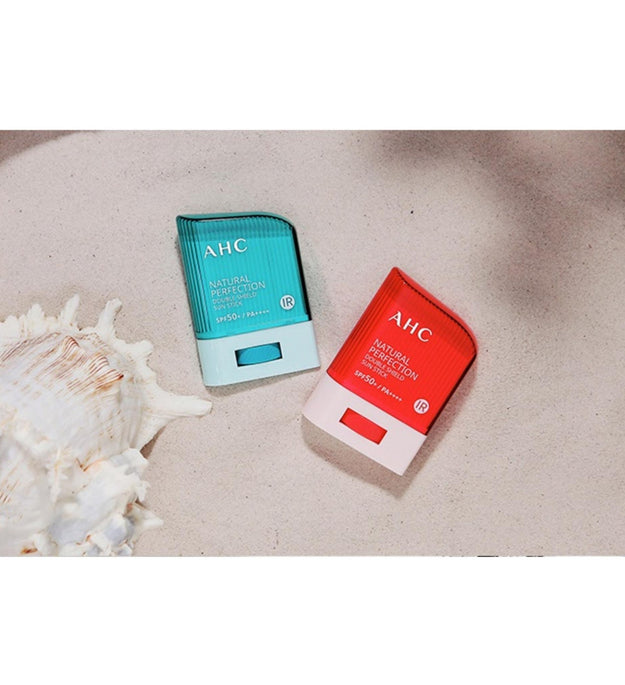 AHC Double Shield Sun Stick SPF50+ PA++++ 14 جم × 3p + مجموعة واقي من الشمس 50 مل