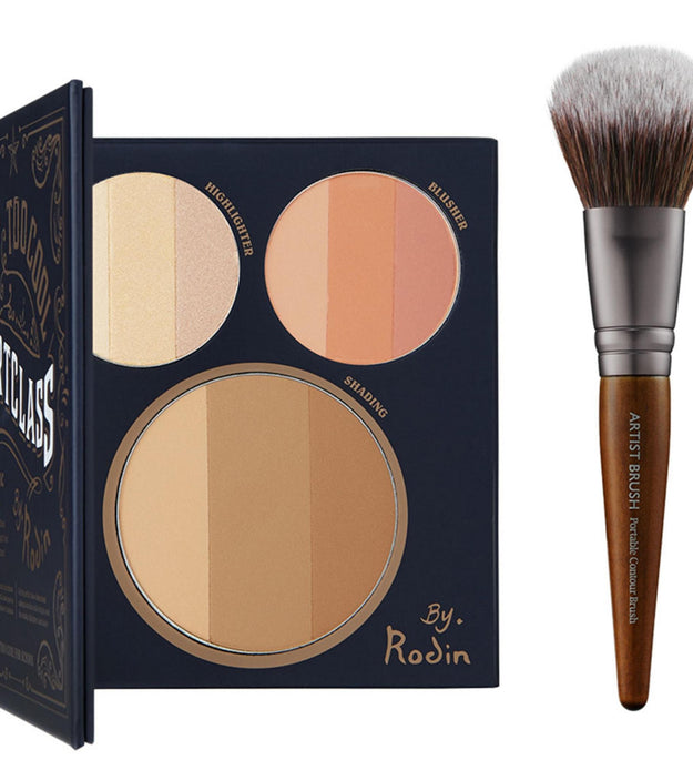 Demasiado genial para la clase de arte escolar de Rodin, libro artístico + juego de maquillaje con brocha de contorno portátil