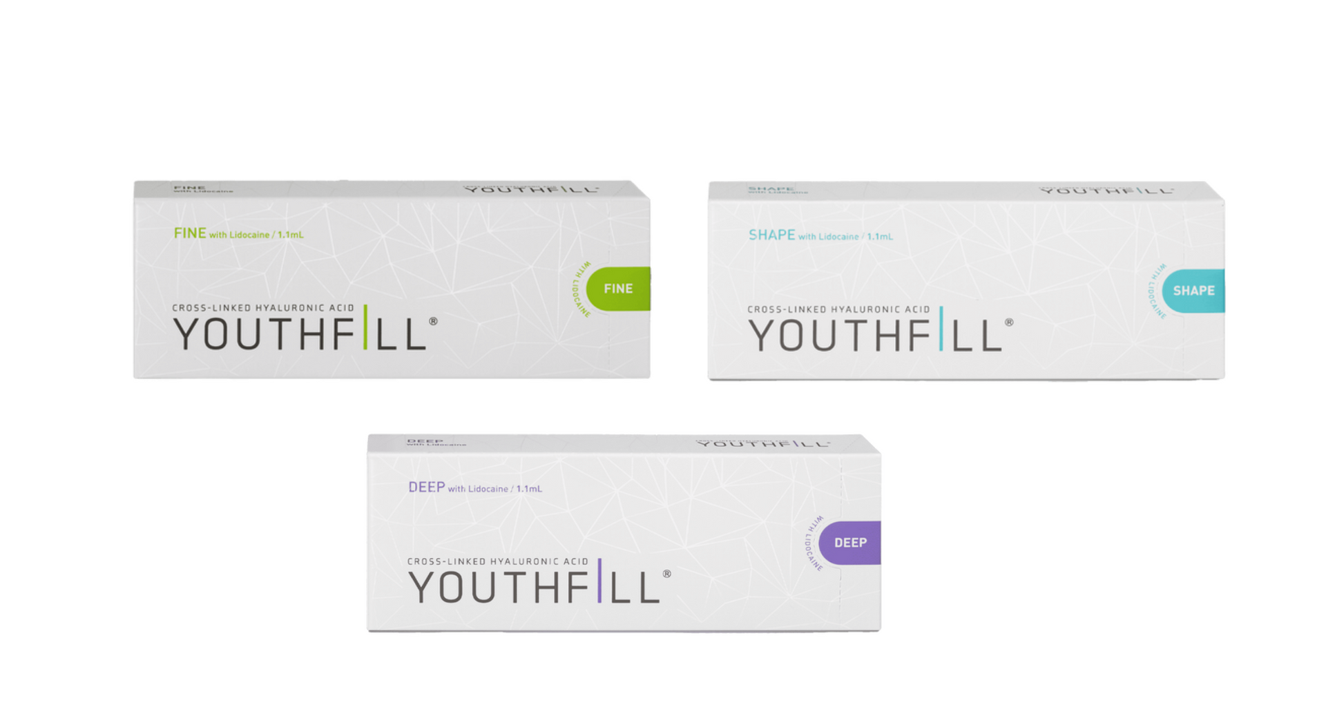 Youthfill Fine, Deep, and Shape Korean dermal fillers