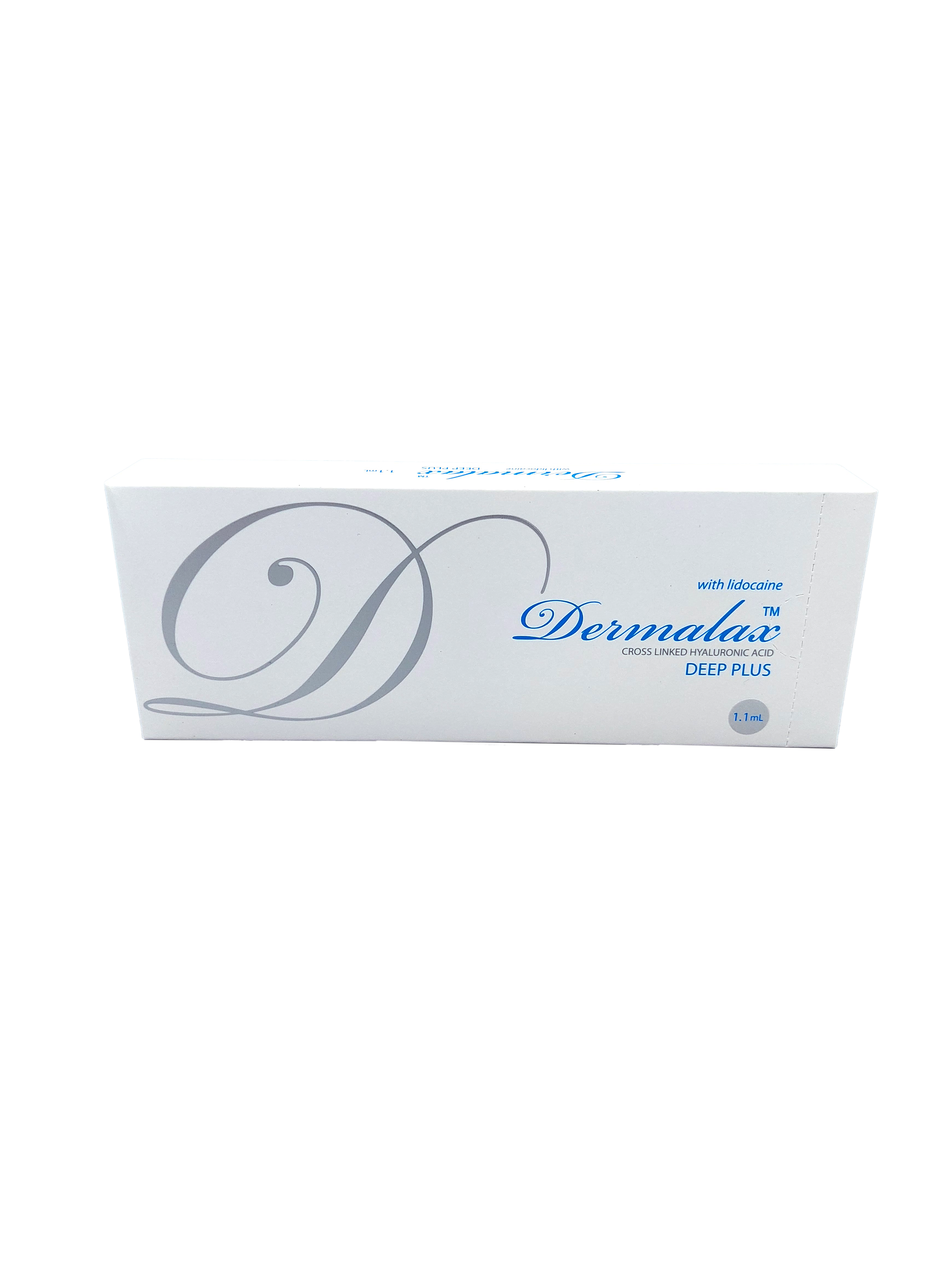 Dermalax Deep Plus hyaluronic acid filler with Lidocaine for deep volume and facial contouring.