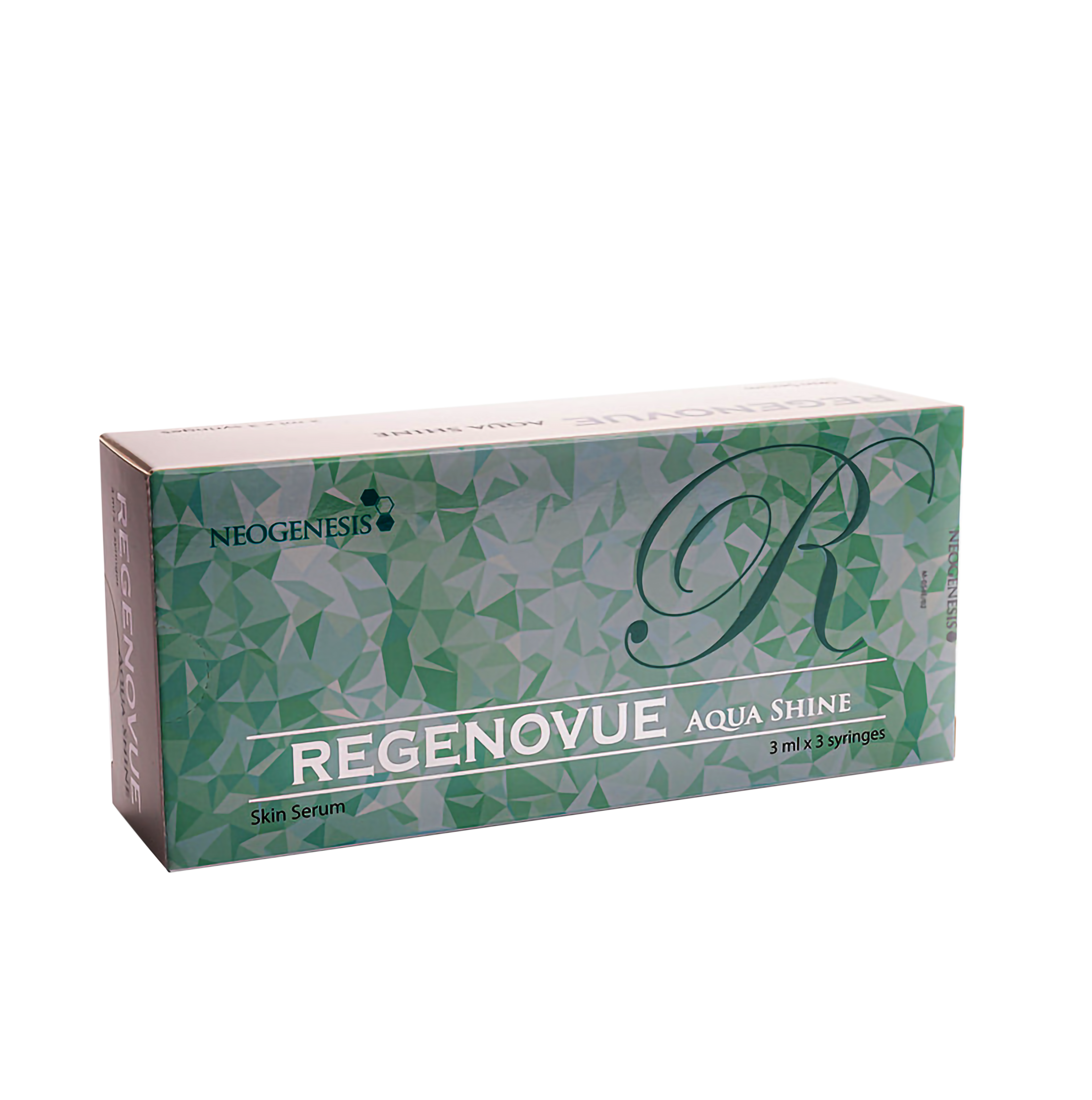 Regenovue Aqua Shine Plus SILVER hyaluronic acid treatment for hydration and radiance.