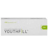 YOUTHFILL FINE low-density hyaluronic acid filler for fine line reduction and hydration.