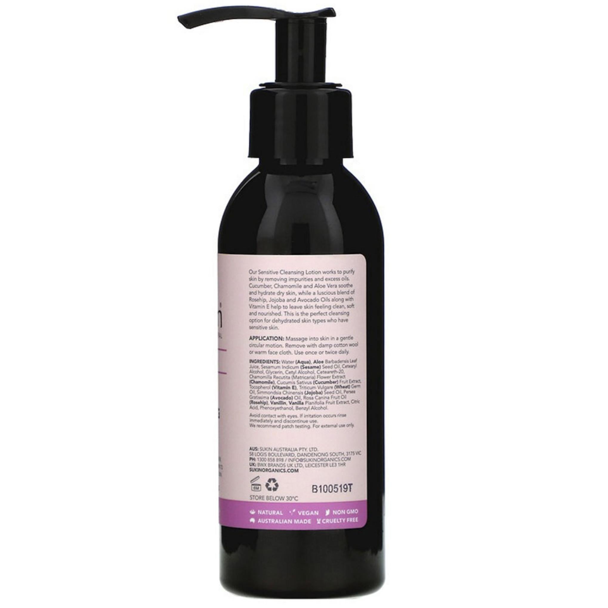 Lotion nettoyante Sukin pour peaux sensibles