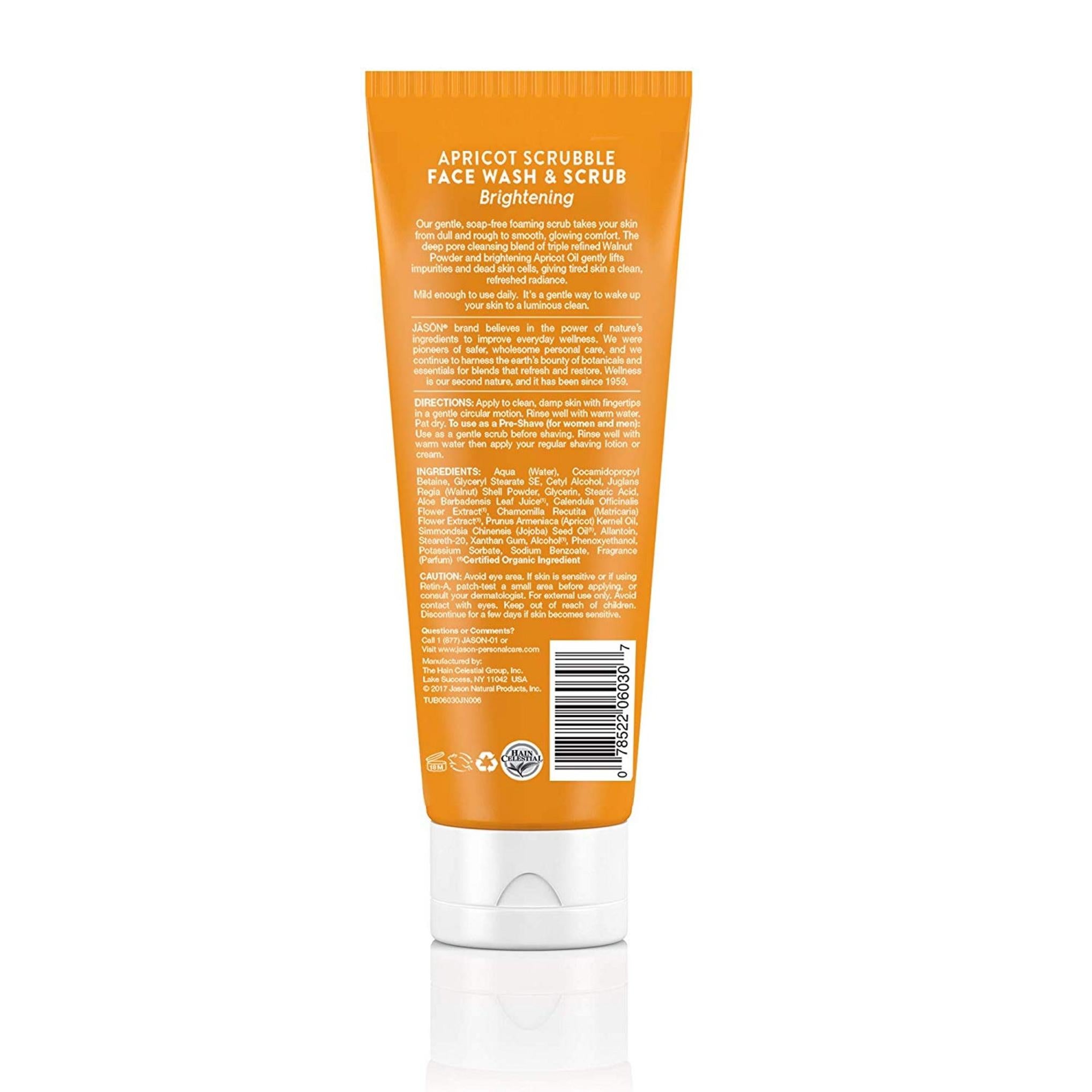 Jason Natural Brightening Apricot Scrub Lavagem e esfoliante facial