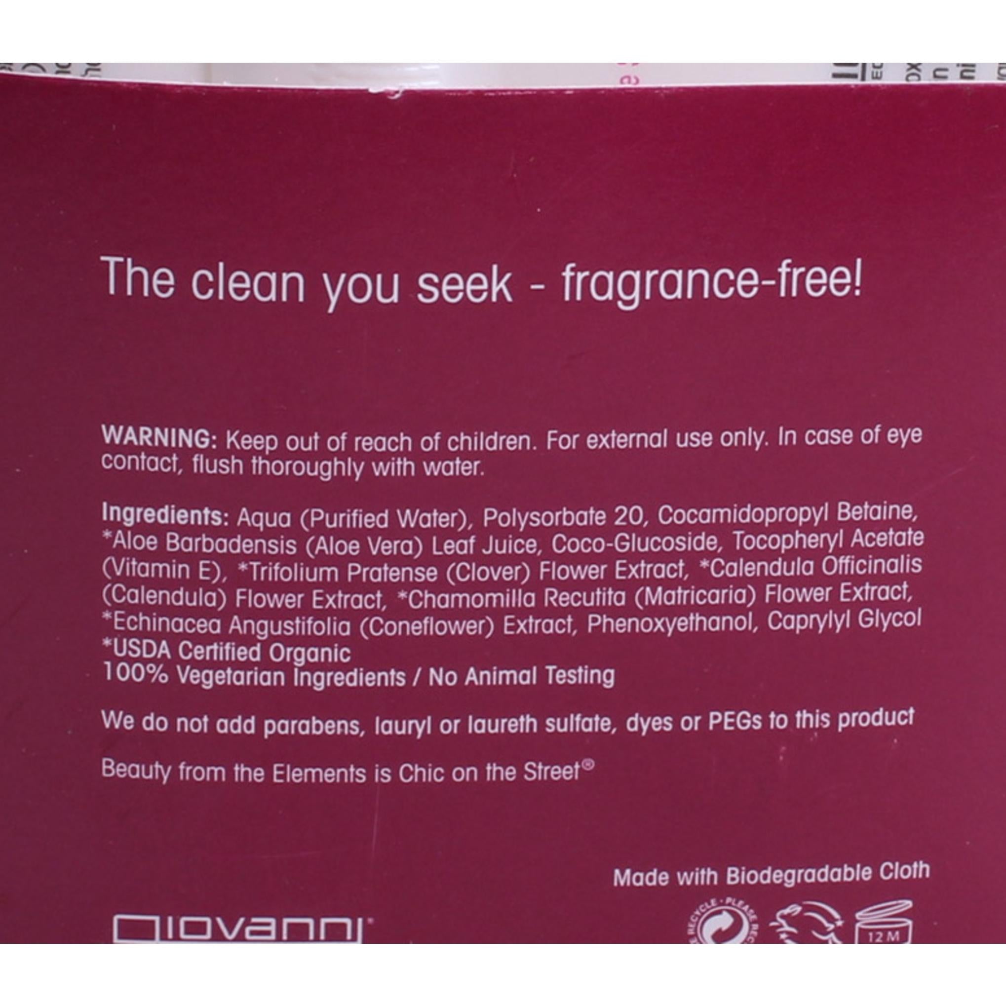 Toallita facial limpiadora calmante sin perfume Giovanni