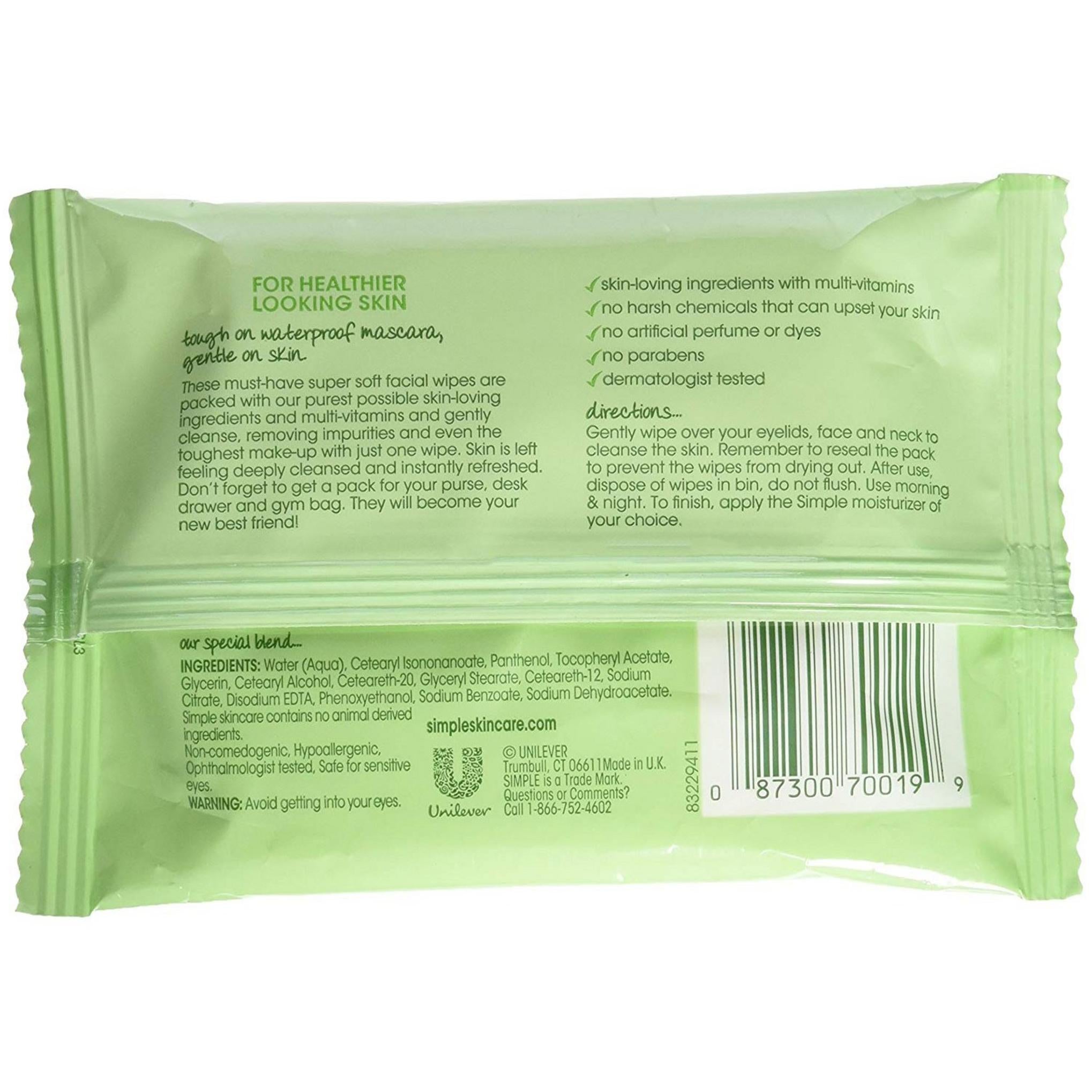 Lingettes nettoyantes simples pour le visage