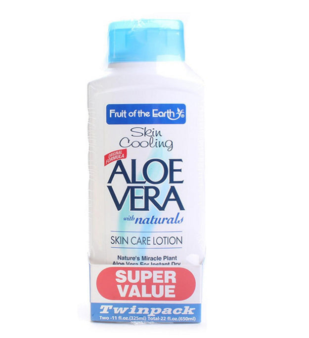 Fruit Of The Earth Skin Cooling Aloe Vera Skin Care Lotion Twin Pack