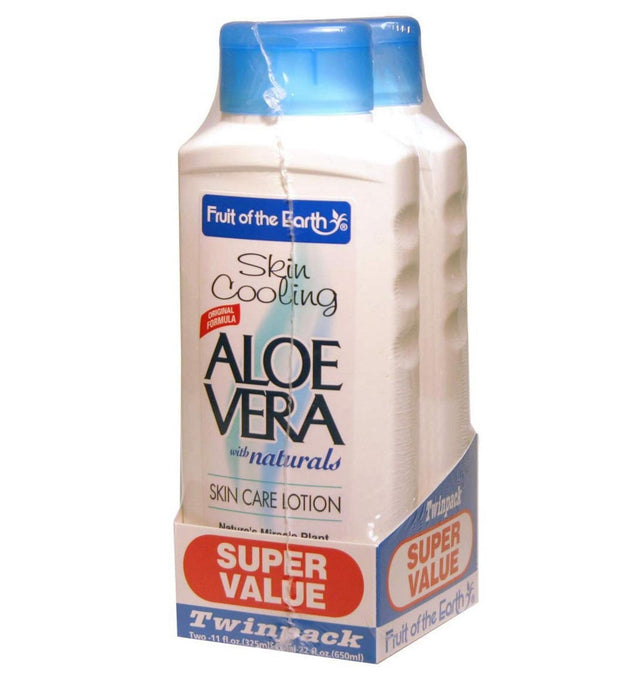 Fruit Of The Earth Skin Cooling Aloe Vera Skin Care Lotion Twin Pack