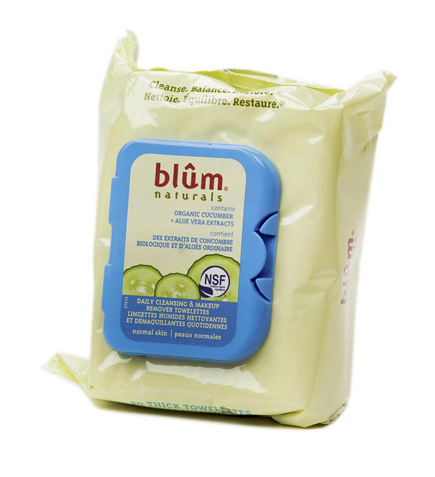 Bloom Naturals Daily Cleansing & Makeup Remover Towelette Cucumber + Aloe Vera Extract